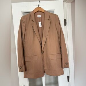 NWT Ann Taylor LOFT Loft Relaxed Modern Blazer Camel Tan Linen Jacket 2 Small
